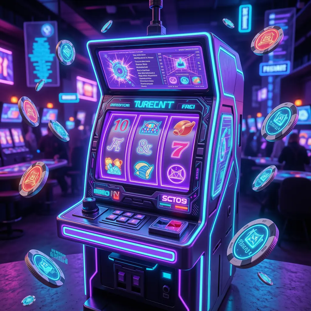 777FU – Discover an immersive world of online slots in Mexico Futuristic slot machine with glowing reels and floating coins in a neon casino atmosphere showcasing the immersive slot experience at 777FU in Mexico